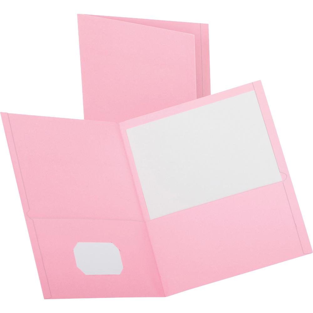 Oxford Letter Recycled Pocket Folder - 8 1/2" x 11" - 2 Pocket(s) - Leatherette - Pink - 10% Recycled - 25 / Box. Picture 2