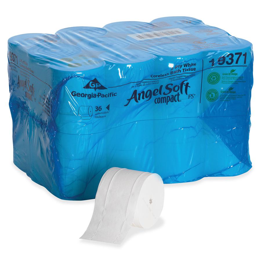 Angel Soft Professional Series Compact Premium Embossed Toilet Paper - 2 Ply - 3.85" x 4.05" - 750 Sheets/Roll - 4.75" Roll Diameter - 0.50" Core - White - 36 Rolls Per Carton - 36 / Carton. Picture 3