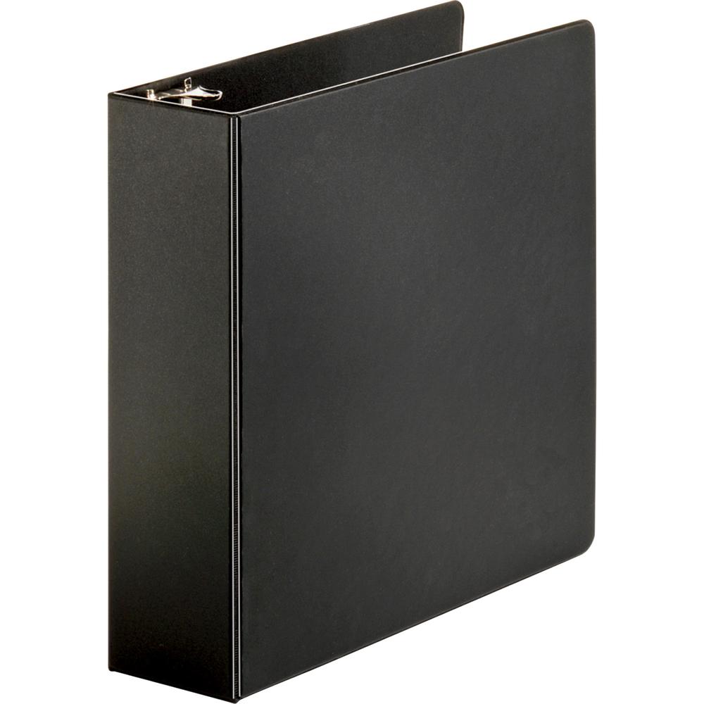 Business Source Basic Round-ring Binder - 3" Binder Capacity - Letter - 8 1/2" x 11" Sheet Size - 3 Ring - Fastener: Round Ring - Pocket: Inside Front & Back - Vinyl - Black - 1.20 lb - No - Exposed R. Picture 7