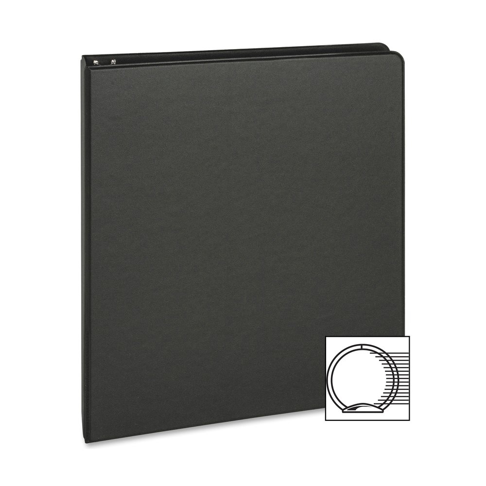 Business Source Basic Round-ring Binder - 1" Binder Capacity - Letter - 8 1/2" x 11" Sheet Size - 3 Ring - Fastener: Round Ring - Pocket: Inside Front & Back - Chipboard, Polypropylene - Black - 9.60 . Picture 4