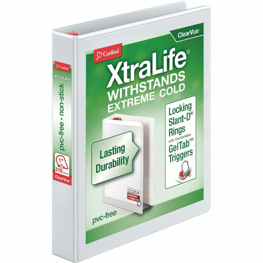 Cardinal Xtralife ClearVue Locking Slant-D Binders - 1" Binder Capacity - Letter - 8 1/2" x 11" Sheet Size - 270 Sheet Capacity - 1" Spine Width - 3 x D-Ring Fastener(s) - 2 Inside Front & Back Pocket. Picture 6