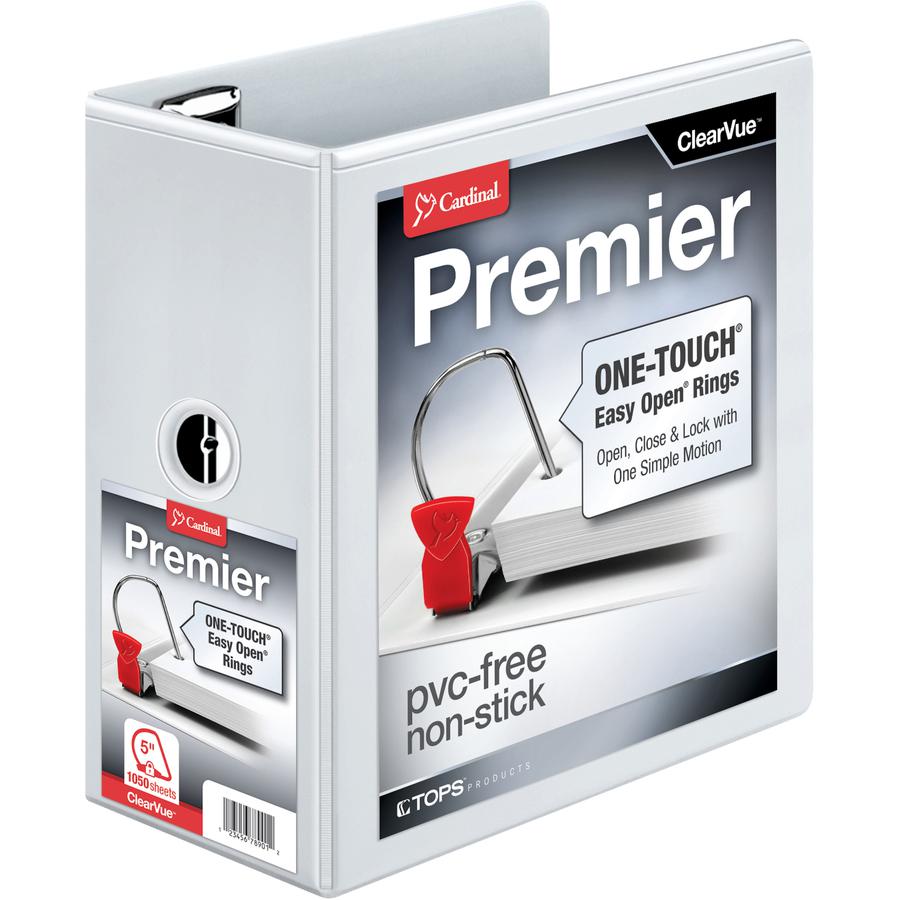 Cardinal EasyOpen Clearvue Slant D-Ring Binders - 5" Binder Capacity - Letter - 8 1/2" x 11" Sheet Size - 925 Sheet Capacity - 4 3/8" Spine Width - 3 x D-Ring Fastener(s) - 2 Inside Front & Back Pocke. Picture 2