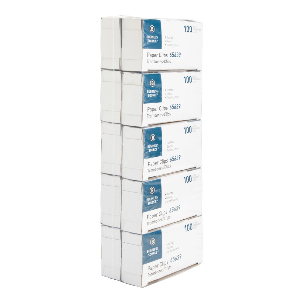Business Source Paper Clips - Jumbo - Silver - Steel - 100/Box - 10 / Pack. Picture 5