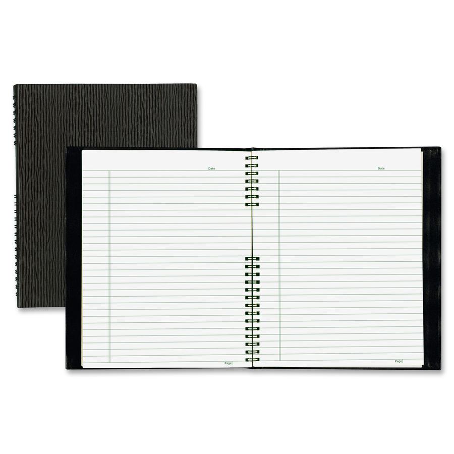 Blueline NotePro Hard Romanel Cover Notebook - Letter - 200 Sheets - Twin Wirebound - Ruled Margin - Letter - 8 1/2" x 11" - Black Cover - Pocket, Hard Cover, Index Sheet, Micro Perforated, Self-adhes. Picture 2