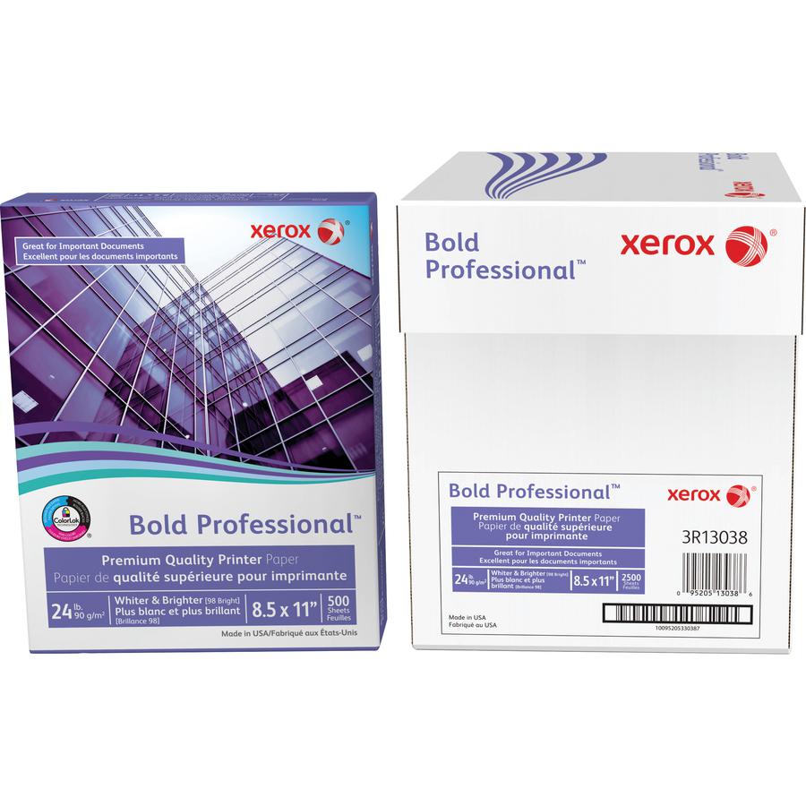 Xerox Bold Professional Quality Paper - White - Letter - 8 1/2" x 11" - 24 lb Basis Weight - Chlorine-free, Acid-free, ColorLok Technology, Jam-free - White - 500 / Ream. Picture 2