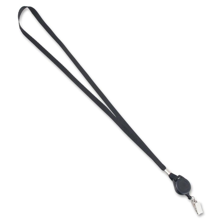 Advantus Retracting ID Reel Badge 36" Lanyard - 12 / Box - 36" Length - Black. Picture 2