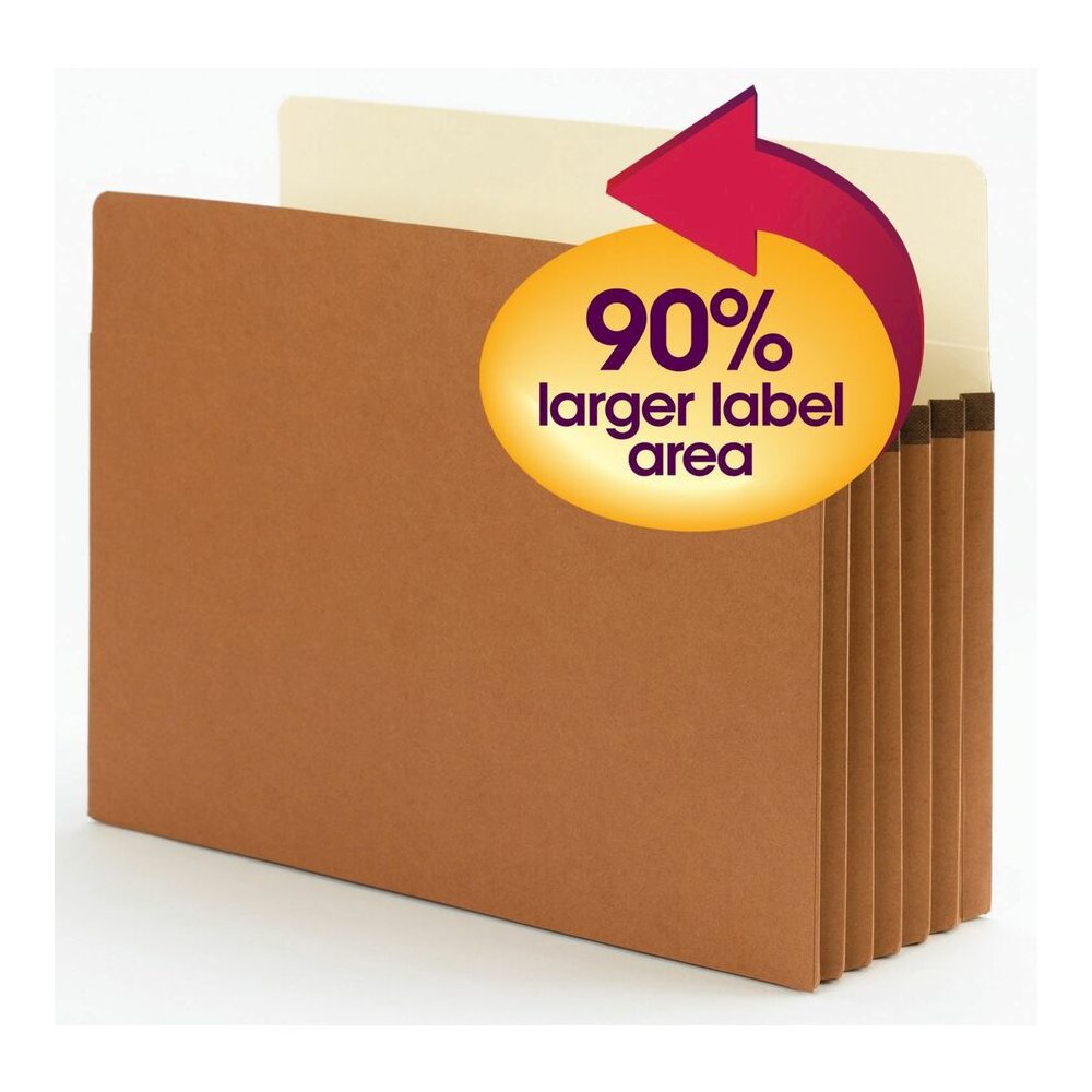 Smead SuperTab Straight Tab Cut Letter Recycled File Pocket - 8 1/2" x 11" - 5 1/4" Expansion - Redrope - Tear Resistant, Reinforced Gusset - 30% Recycled - 10 / Box. Picture 2