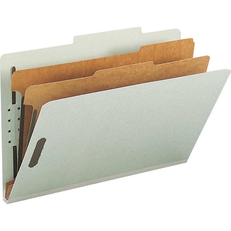 Smead 2/5 Tab Cut Legal Recycled Classification Folder - 8 1/2" x 14" - 2" Expansion - 6 x 2K Fastener(s) - 1" Fastener Capacity, 2" Fastener Capacity - Top Tab Location - Right of Center Tab Position. Picture 2