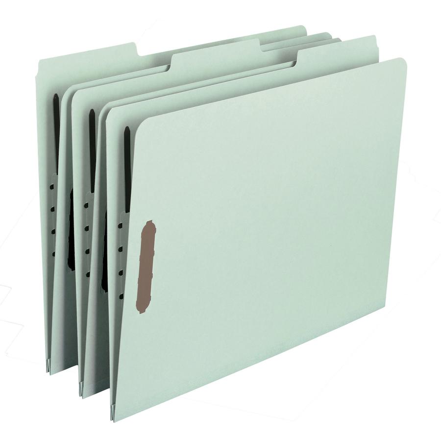 Smead 1/3 Tab Cut Letter Recycled Fastener Folder - 8 1/2" x 11" - 1" Expansion - 2 x 2K Fastener(s) - 2" Fastener Capacity for Folder - Top Tab Location - Right of Center Tab Position - Pressboard - . Picture 10