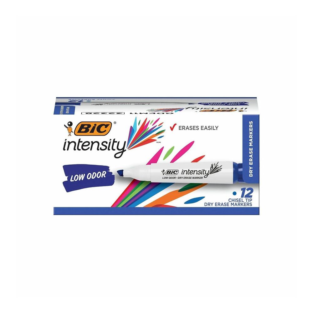 BIC Intensity Low Odor Dry Erase Markers - Blue Ink - 1 Dozen. Picture 3