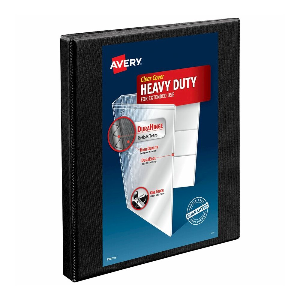 Avery Heavy-Duty View Binder, 0.5" Slant Rings, Black (05233) - Avery&reg; Nonstick Heavy-Duty View 3 Ring Binder, 0.5" Slant Rings, 1 Black Binder (05233). Picture 2