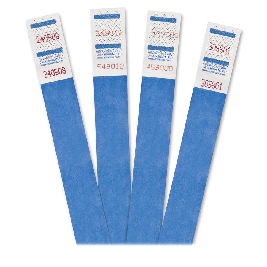 Advantus Tyvek Wristbands - 3/4" Width x 9 3/4" Length - Rectangle - Blue - Tyvek - 500 / Pack - Adhesive Closure. Picture 2