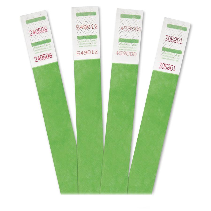 Advantus Tyvek Wristbands - 3/4" Width x 9 3/4" Length - Green - 500 / Pack. Picture 3