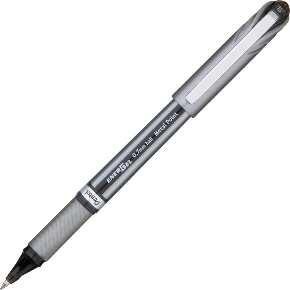 EnerGel EnerGel NV Liquid Gel Pens - Black Ink - Gel-based - Gray Barrel - Metal Tip - 1 Dozen. Picture 2