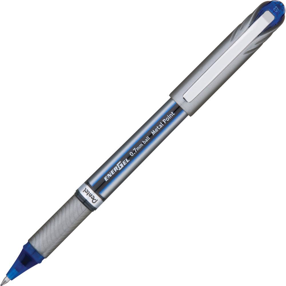 EnerGel EnerGel NV Liquid Gel Pens - Blue Ink - Gel-based - Gray Barrel - Metal Tip - 1 Dozen. Picture 2