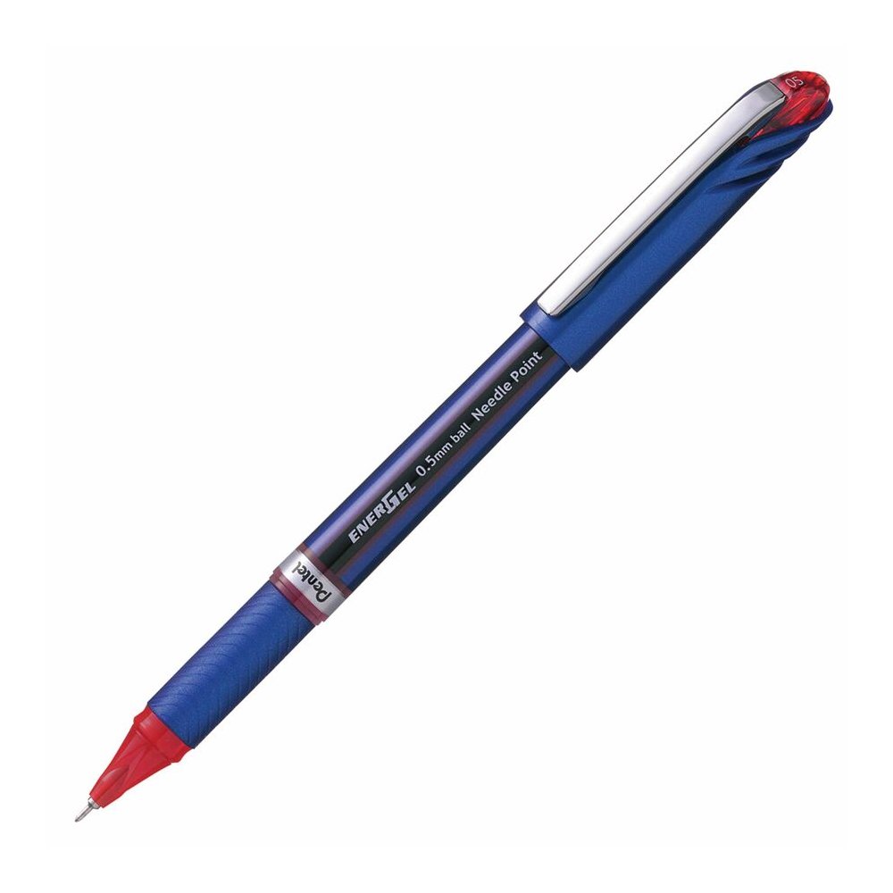 EnerGel EnerGel NV Liquid Gel Pens - Red Ink - Gel-based - Blue Barrel - Metal Tip - 12 / Box. Picture 2