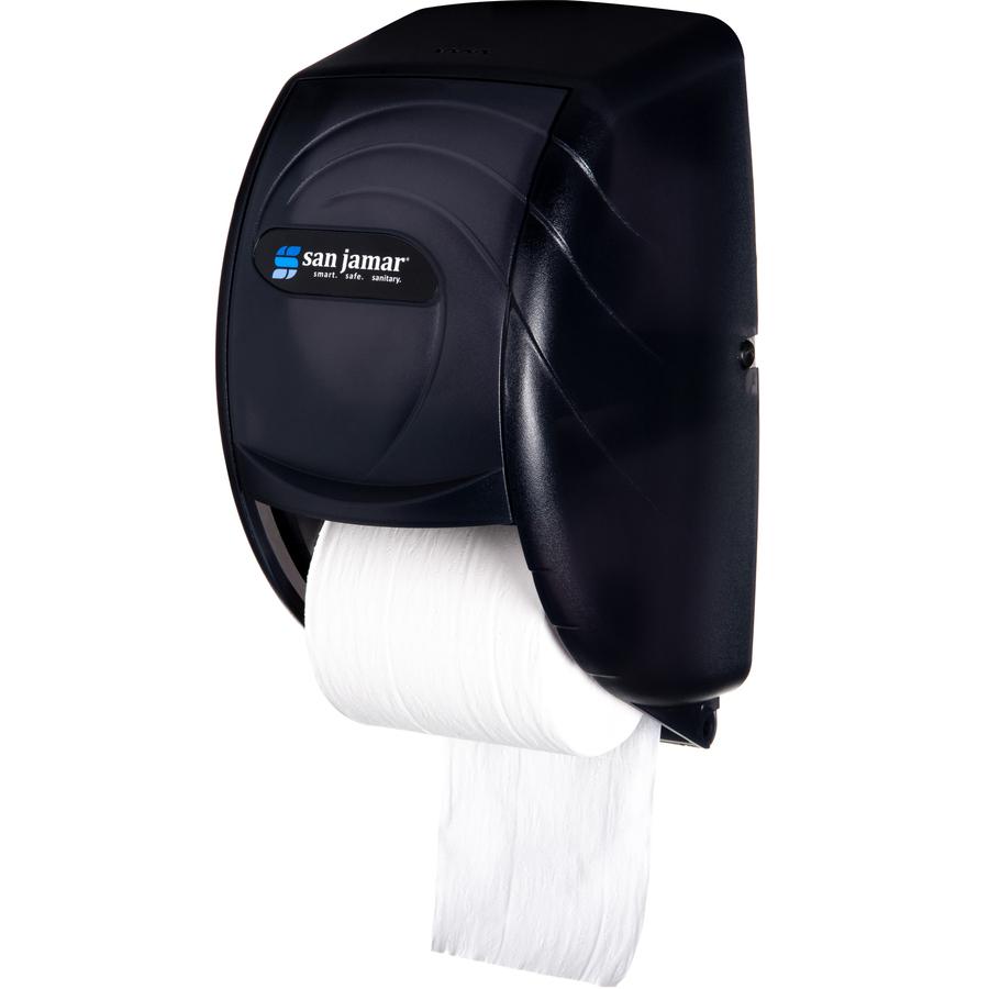 San Jamar Duett Standard Bath Tissue Dispenser - Roll Dispenser - 2 x Roll - 12.8" Height x 7.5" Width x 7" Depth - Plastic - Black Pearl - Compact, Impact Resistant, Lockable, Wall Mountable, Break R. Picture 7