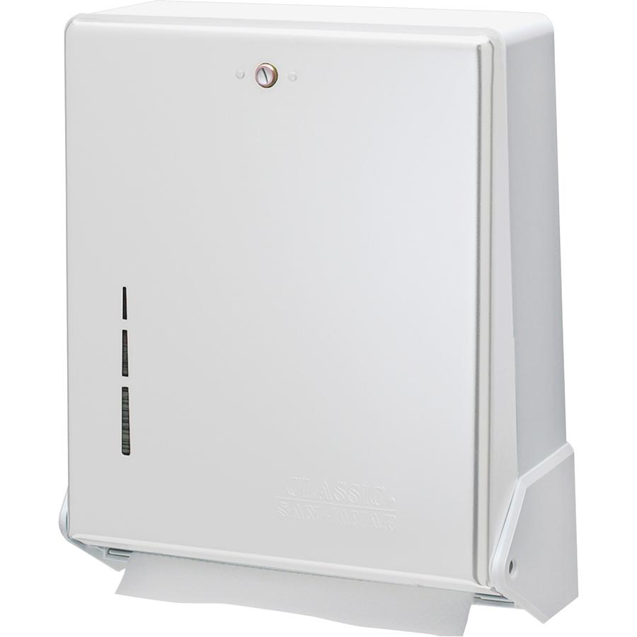 San Jamar True Fold Towel Dispenser - C Fold, Multifold Dispenser - 300 x Towel C Fold, 500 x Towel Multifold - 14.5" Height x 11.6" Width x 5" Depth - Metal, Plastic - White - Touch-free, Break Resis. Picture 2