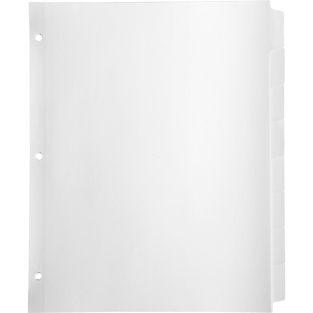Business Source Reinforced Hole Punched Indexes - 8 Write-on Tab(s) - 8 Tab(s)/Set - 3 Hole Punched - White Divider - White Tab(s) - 100% Yes - Non-laminated, Mylar Reinforcement - 1 Box. Picture 2