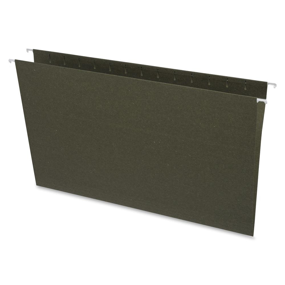 Business Source Legal Recycled Hanging Folder - 8 1/2" x 14" - 11 pt. - Green - 100% Recycled - 25 / Box. Picture 3
