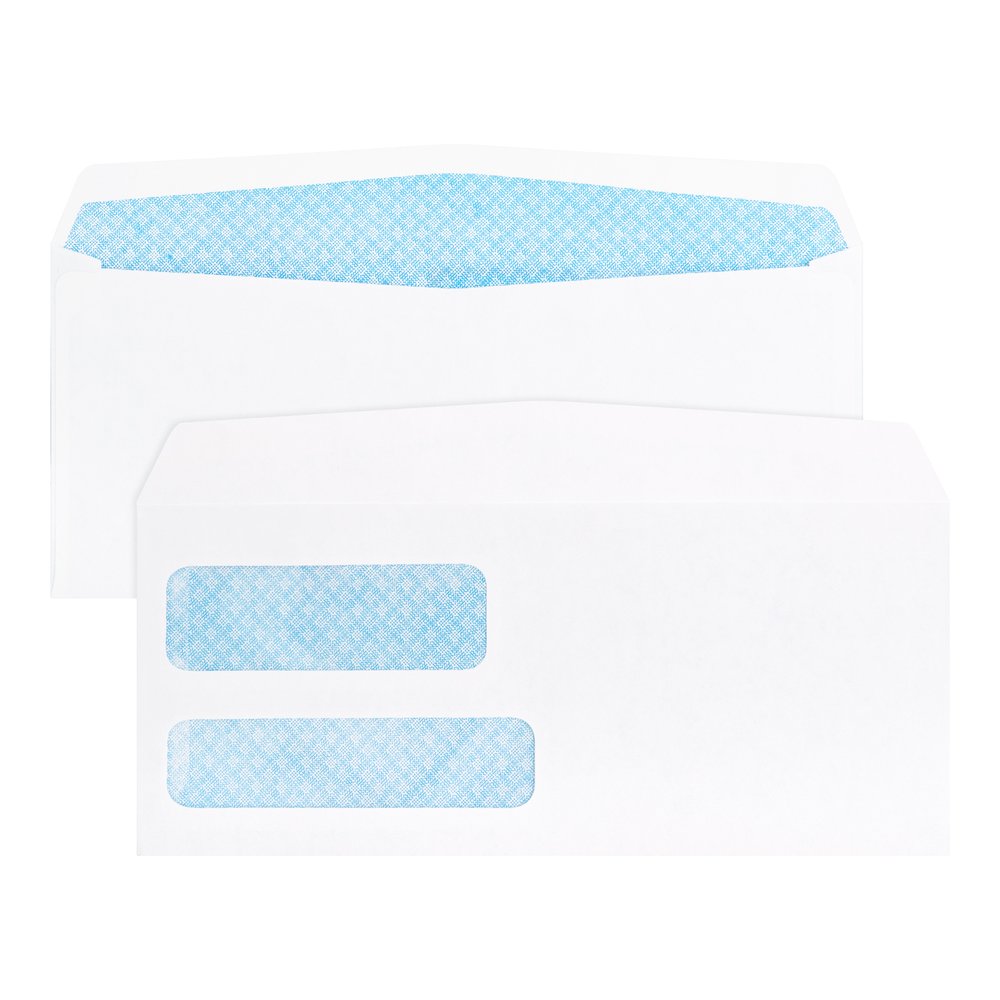 Business Source No. 9 Double Window Invoice Envelopes - Double Window - #9 - 8 7/8" Width x 3 7/8" Length - 24 lb - White - 500 / Box. Picture 8