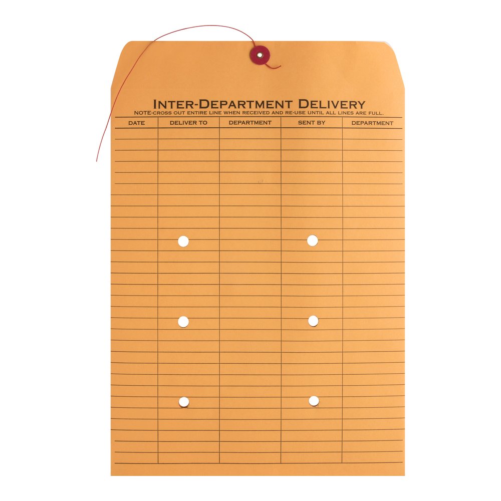 Business Source 2-sided Inter-Department Envelopes - Inter-department - 10" Width x 13" Length - 28 lb - String/Button - Kraft - Kraft - 100 / Box. Picture 5