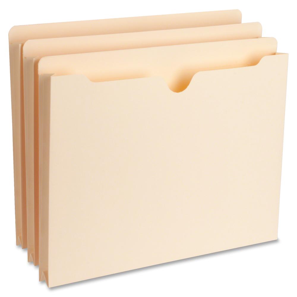Business Source Straight Tab Cut Letter Recycled File Pocket - 8 1/2" x 11" - 1" Expansion - 11 pt. - Manila - Reinforced Tab, Heavyweight Cover - 10% Recycled - 50 / Box. Picture 2