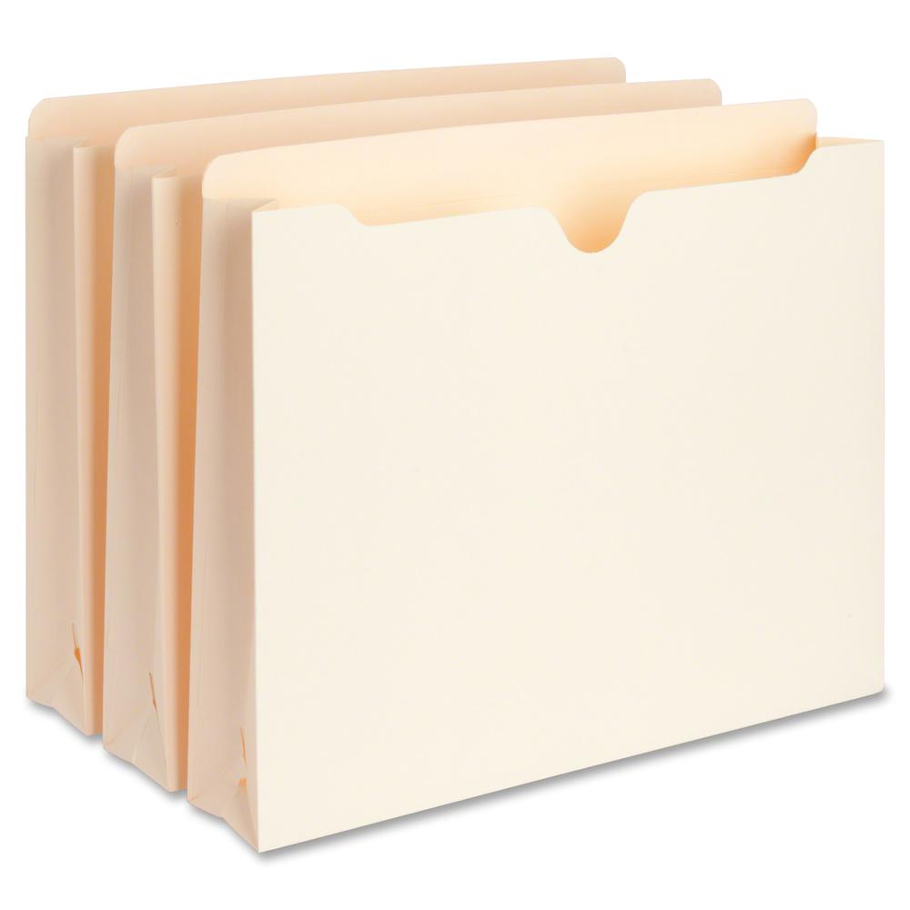Business Source Straight Tab Cut Letter Recycled File Pocket - 8 1/2" x 11" - Capacity2" Expansion - Manila - 10% Recycled - 50 / Box. Picture 2