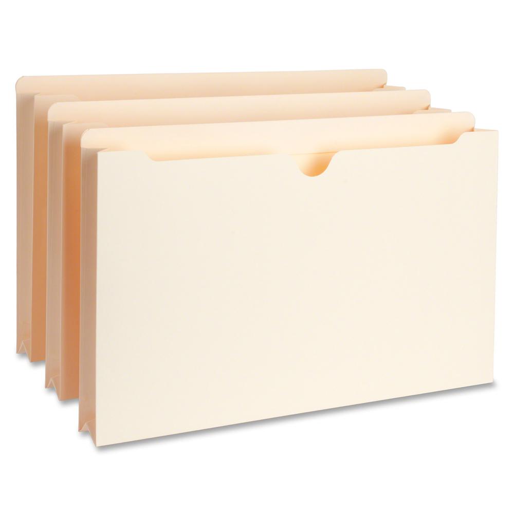 Business Source Straight Tab Cut Legal Recycled File Pocket - 8 1/2" x 14" - 1 1/2" Expansion - 11 pt. - Manila - Slip Resistant, Reinforced Tab, Heavyweight Cover - 10% Recycled - 50 / Box. Picture 3