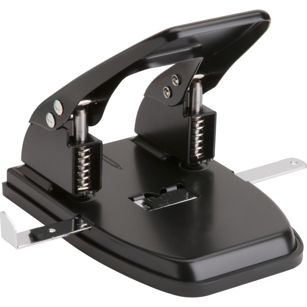 Business Source Heavy-duty 2-Hole Punch - 2 Punch Head(s) - 30 Sheet of 20lb Paper - 9/32" Punch Size - Round Shape - Steel, Rubber - Black. Picture 5
