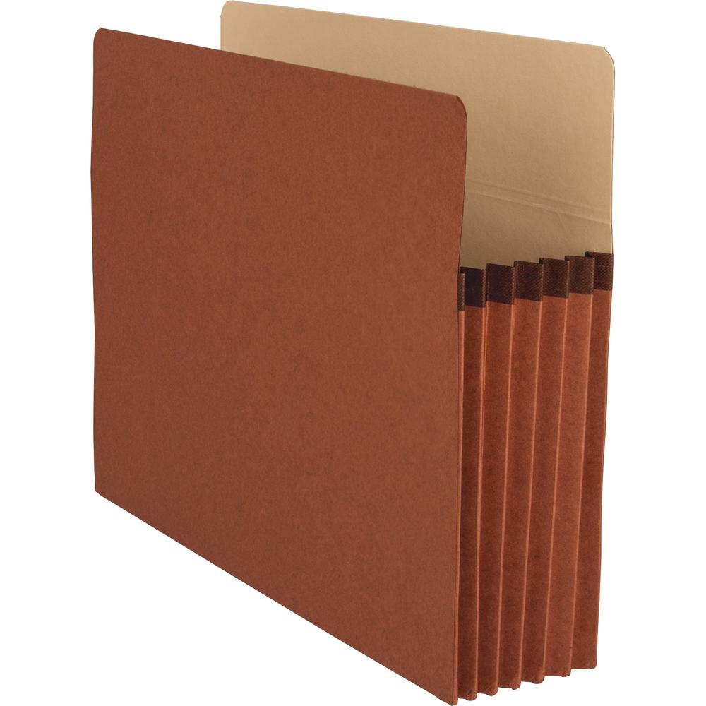 Business Source Straight Tab Cut Letter Yes File Pocket - 8 1/2" x 11" - 1200 Sheets Capacity - 5 1/4" Expansion - Redrope - Tear Proof, Tyvek Gusset, Reinforced Gusset, Sturdy, Durable - 30% Recycled. Picture 6