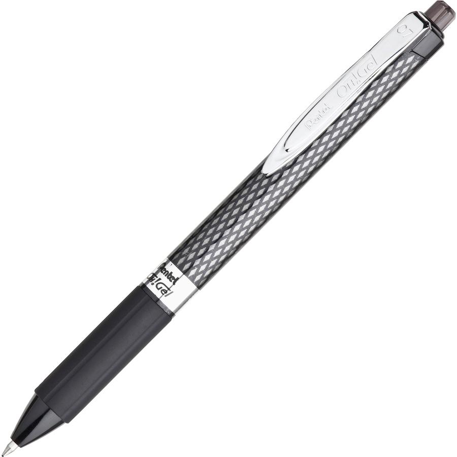 Pentel OH! Medium Point Gel Pens - Black Ink - Gel-based - Carbon Fiber Barrel - 1 Dozen. Picture 4