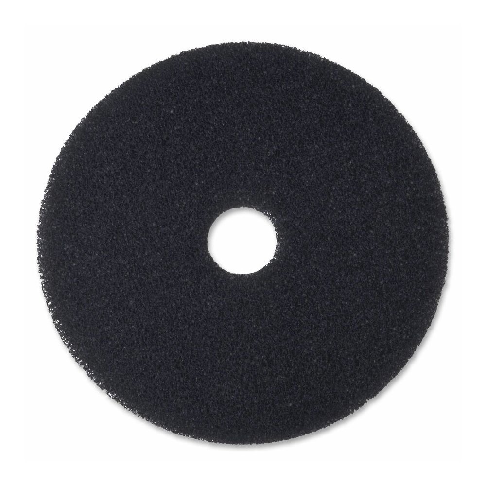 3M Black Stripper Pad 7200 - 19" Diameter - Fiber - Black - 5 / Carton. Picture 2