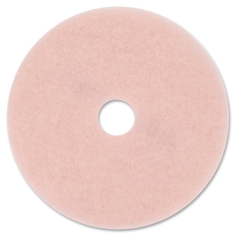 3M Eraser Burnish Pad 3600 - Synthetic Fiber - Pink - 5 / Carton. Picture 2