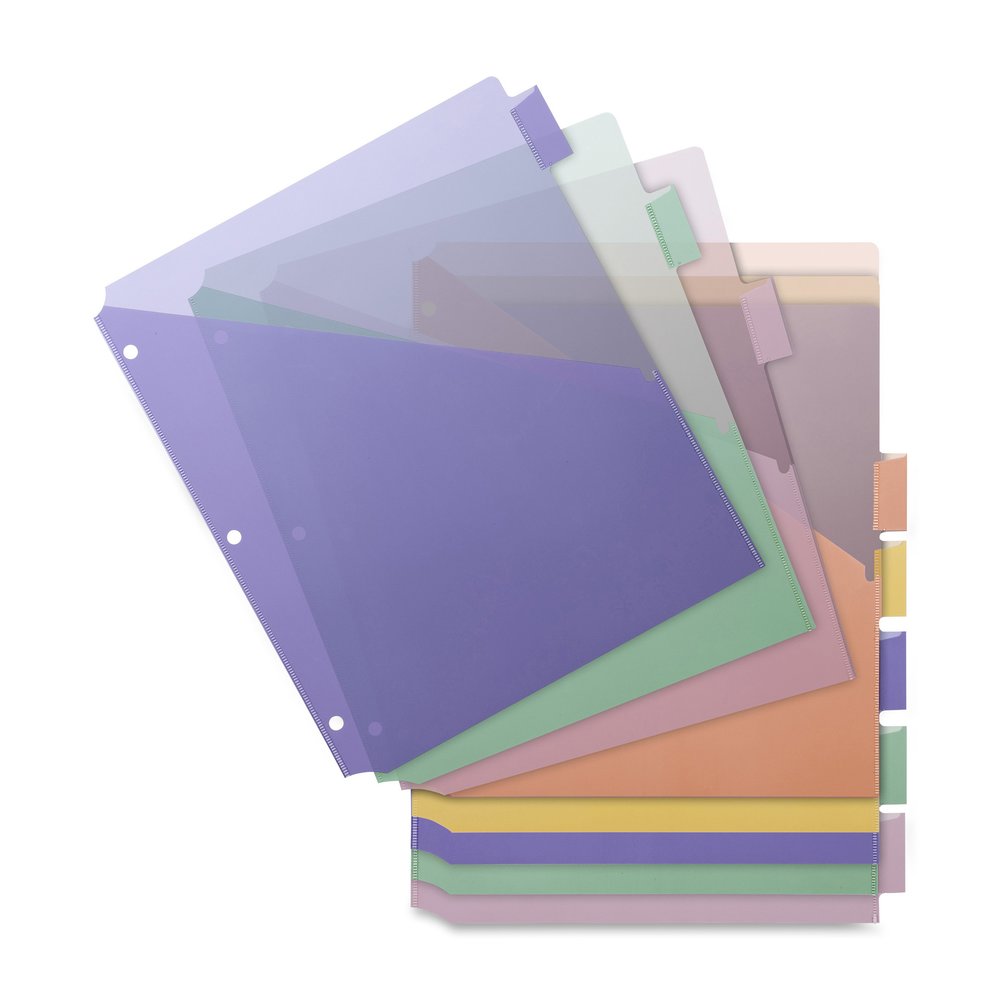 Business Source Double Pocket Index Dividers - 8 Print-on Tab(s) - 8.5" Divider Width x 11" Divider Length - Letter - Plastic Divider - Multicolor Tab(s) - Insertable - 8/Set - 24 / Carton. Picture 5