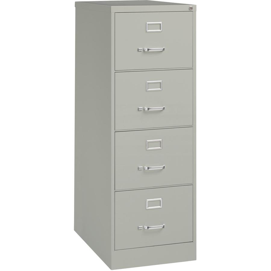 Lorell Fortress Series 26-1/2" Commercial-Grade Vertical File Cabinet - 18" Width x 26.5" Depth x 52" Height - 4 x Drawer(s) for File - Legal - Vertical - Lockable, Ball-bearing Suspension, Heavy Duty. Picture 9