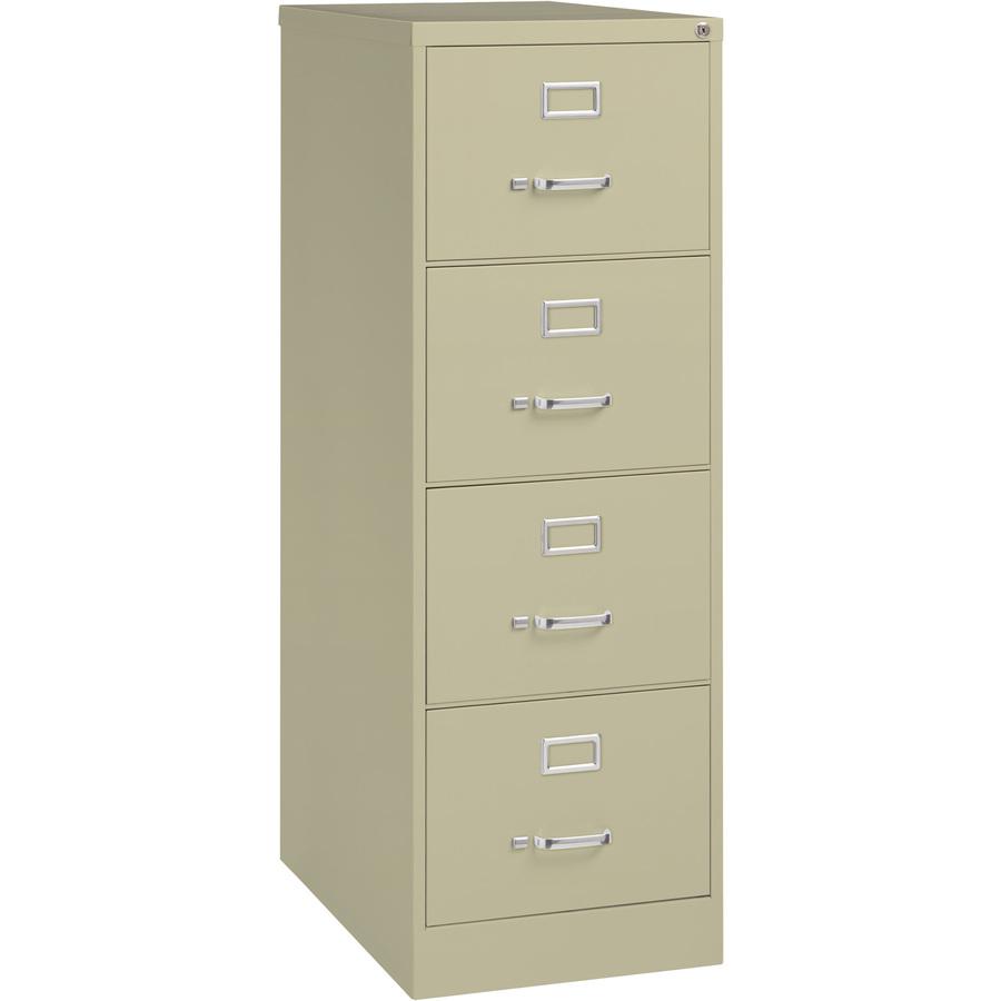 Lorell Fortress Series 26-1/2" Commercial-Grade Vertical File Cabinet - 18" Width x 26.5" Depth x 52" Height - 4 x Drawer(s) for File - Legal - Vertical - Lockable, Ball-bearing Suspension, Heavy Duty. Picture 10