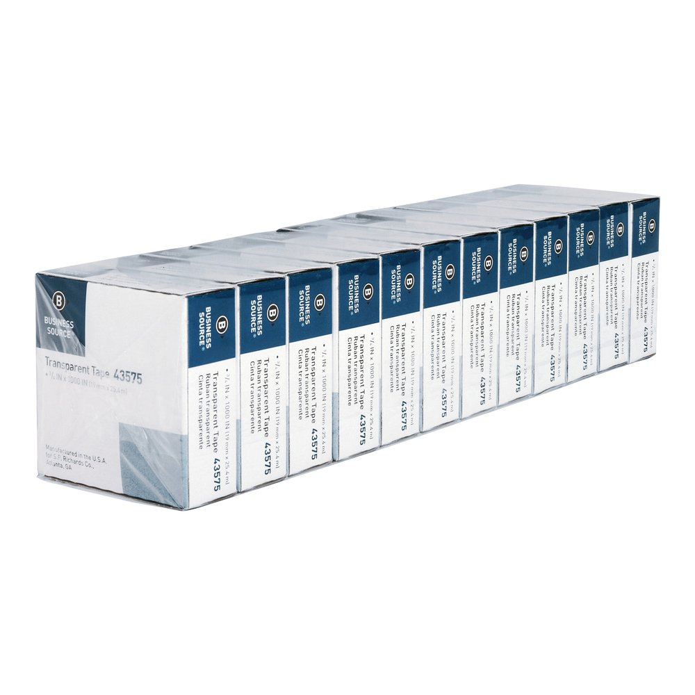 Business Source All-purpose Transparent Glossy Tape - 27.78 yd Length x 0.75" Width - 1" Core - Clear - For Sealing, Mending, Protecting - 12 / Pack. Picture 8