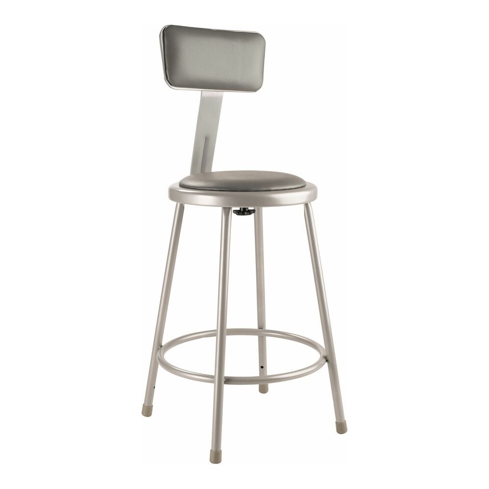 National Public Seating 6400 Series Heavy-Duty Padded Stools - Gray Seat Color - Vinyl, Medium Density Fiber (MDF) Seat Material - Gray Frame Color - Steel Frame Material - Four-legged Base - Gray - P. Picture 6