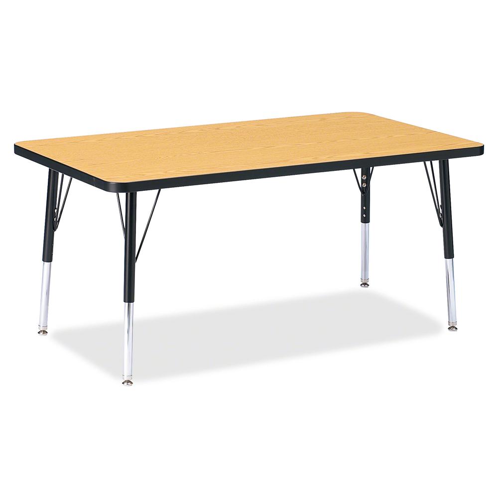 Jonti-Craft Berries Elementary Height Color Top Rectangle Table - Black Oak Rectangle, Laminated Top - Four Leg Base - 4 Legs - Adjustable Height - 15" to 24" Adjustment - 48" Table Top Length x 30" T. Picture 2