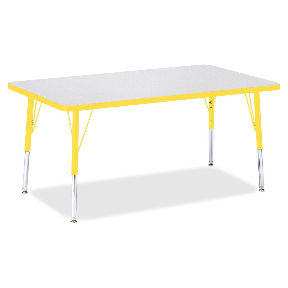 Jonti-Craft Berries Elementary Height Color Edge Rectangle Table - Gray Rectangle Top - Four Leg Base - 4 Legs - Adjustable Height - 15" to 24" Adjustment - 48" Table Top Length x 30" Table Top Width . Picture 3