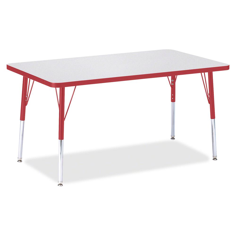 Jonti-Craft Berries Adult Height Color Edge Rectangle Table - Gray Rectangle, Laminated Top - Four Leg Base - 4 Legs - Adjustable Height - 24" to 31" Adjustment - 48" Table Top Length x 30" Table Top . Picture 3