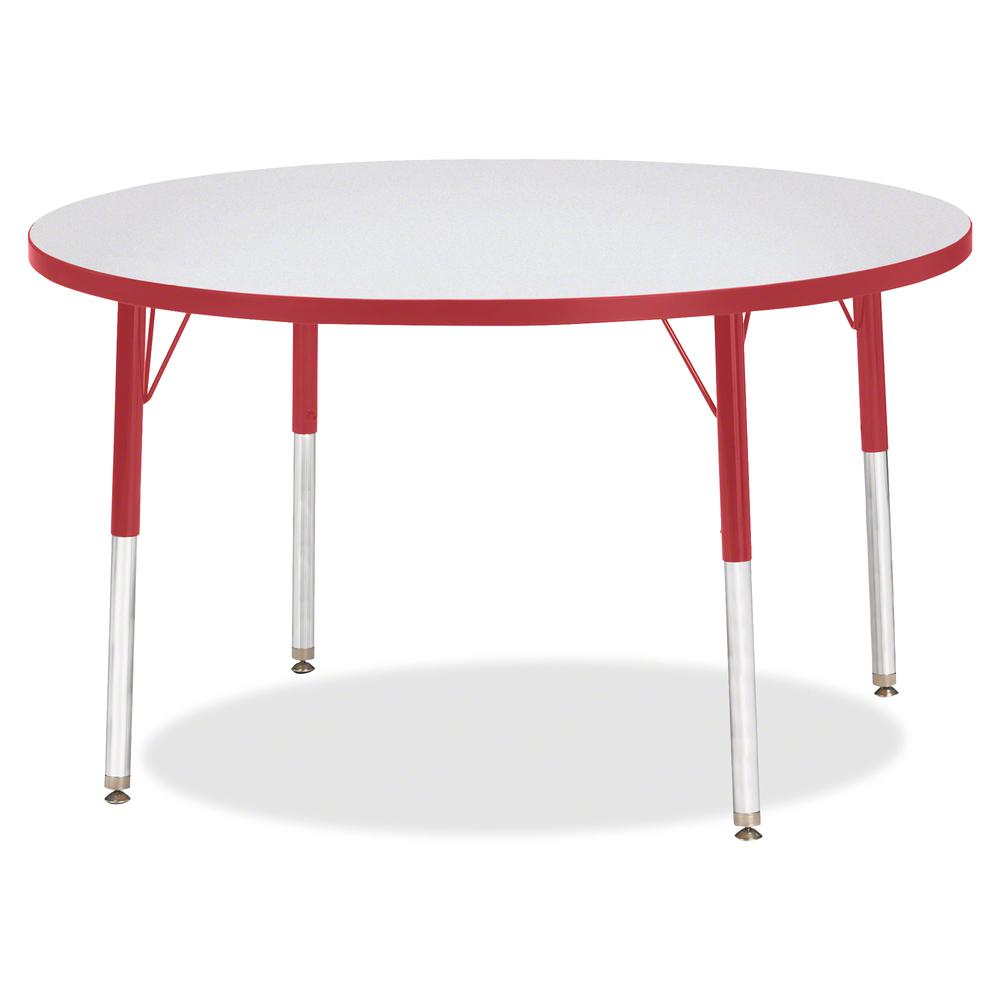 Jonti-Craft Berries Elementary Height Gray Top Color Edge Round Table - Gray Round, Laminated Top - Four Leg Base - 4 Legs - Adjustable Height - 15" to 24" Adjustment x 1.13" Table Top Thickness x 42". Picture 4