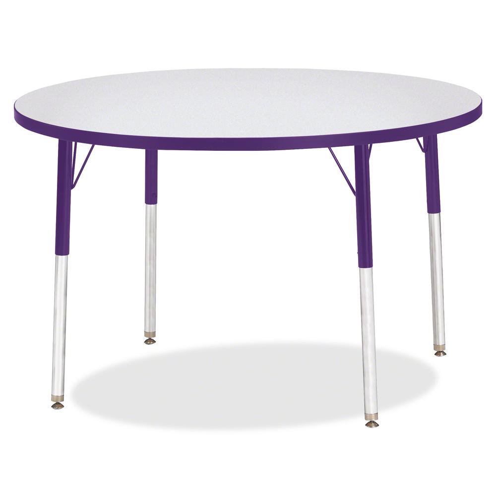 Jonti-Craft Berries Adult Height Color Edge Round Table - Laminated Round, Purple Top - Four Leg Base - 4 Legs - Adjustable Height - 24" to 31" Adjustment x 1.13" Table Top Thickness x 42" Table Top D. Picture 2