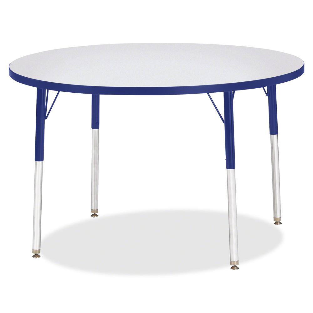 Jonti-Craft Berries Adult Height Color Edge Round Table - Gray Round, Laminated Top - Four Leg Base - 4 Legs - Adjustable Height - 24" to 31" Adjustment x 1.13" Table Top Thickness x 42" Table Top Dia. Picture 2