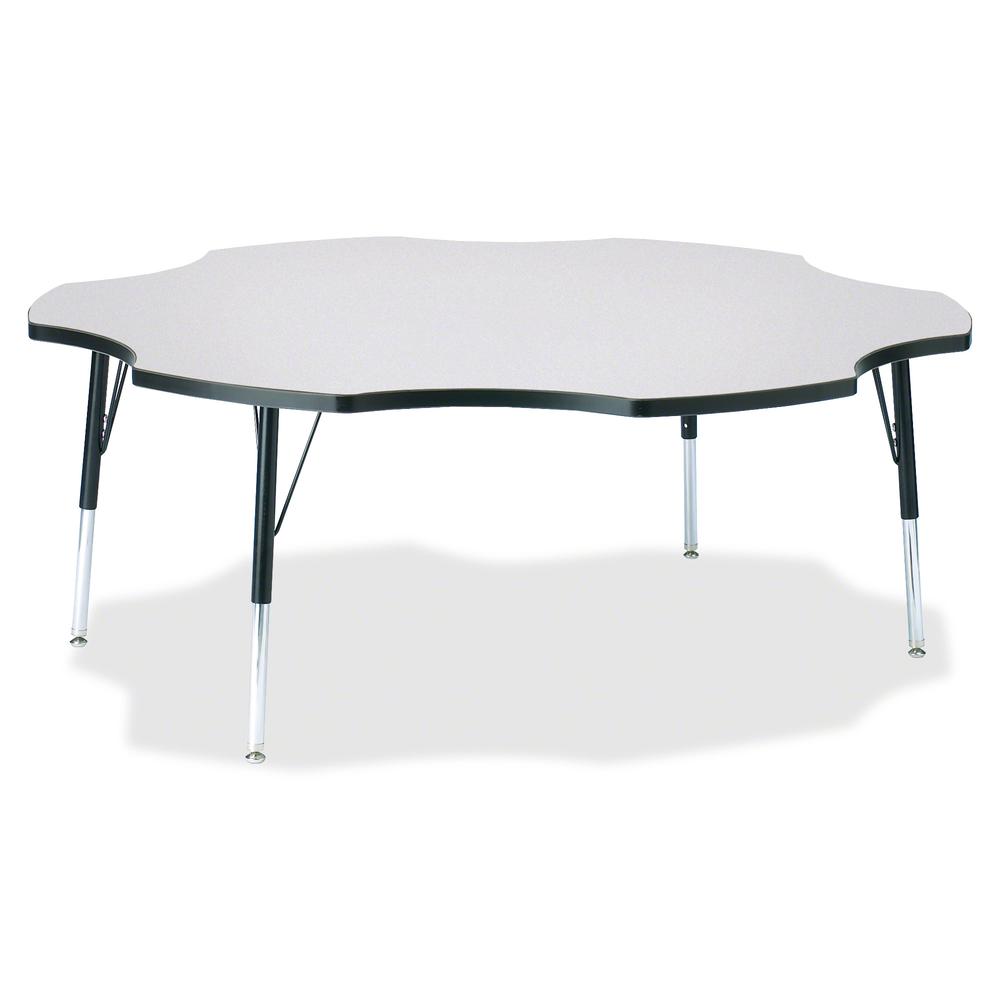 Jonti-Craft Berries Elementary Height Prism Six-Leaf Table - Black, Laminated Top - Four Leg Base - 4 Legs - Adjustable Height - 15" to 24" Adjustment x 1.13" Table Top Thickness x 60" Table Top Diame. Picture 2