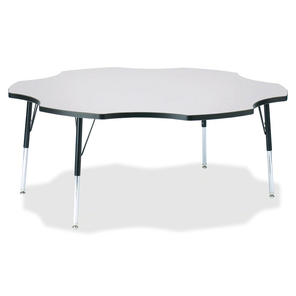 Jonti-Craft Berries Prism Six-Leaf Student Table - Black, Laminated Top - Four Leg Base - 4 Legs - Adjustable Height - 24" to 31" Adjustment x 1.13" Table Top Thickness x 60" Table Top Diameter - 31" . Picture 3