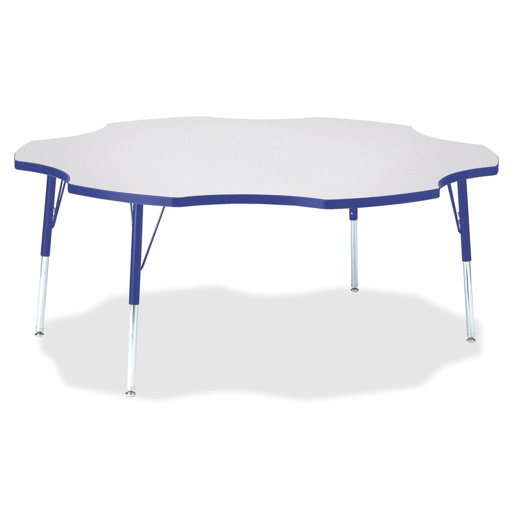 Jonti-Craft Berries Prism Six-Leaf Student Table - Gray, Laminated Top - Four Leg Base - 4 Legs - Adjustable Height - 24" to 31" Adjustment x 1.13" Table Top Thickness x 60" Table Top Diameter - 31" H. Picture 2