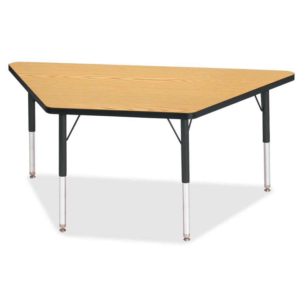 Jonti-Craft Berries Elementary Height Classic Trapezoid Table - Black Oak Trapezoid, Laminated Top - Four Leg Base - 4 Legs - Adjustable Height - 15" to 24" Adjustment - 60" Table Top Length x 30" Tab. Picture 2