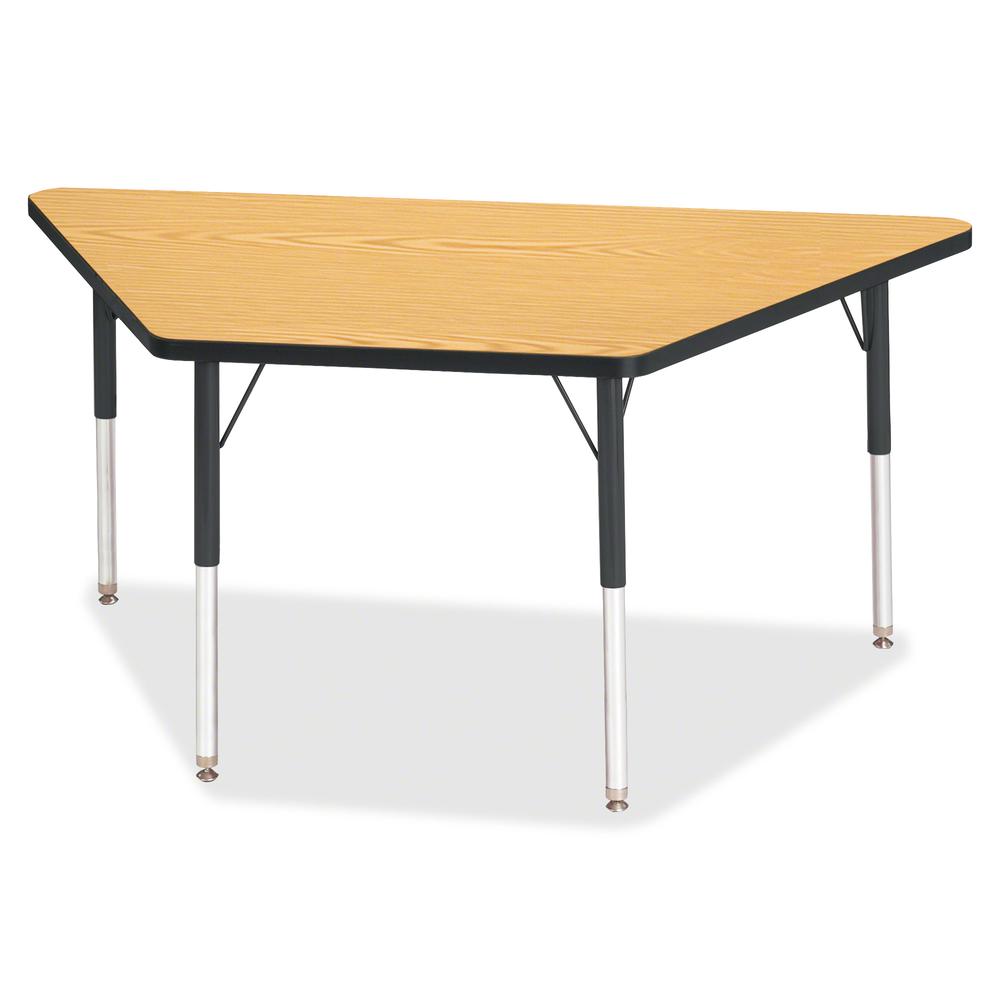 Jonti-Craft Berries Adult-Size Classic Color Trapezoid Table - Black Oak Trapezoid, Laminated Top - Four Leg Base - 4 Legs - Adjustable Height - 24" to 31" Adjustment - 60" Table Top Length x 30" Tabl. Picture 2